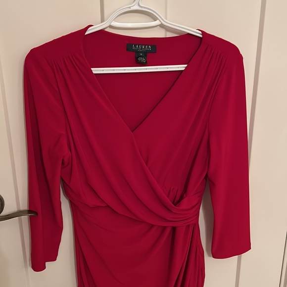 Lauren Ralph Lauren Dresses & Skirts - Lauren Red Faux Wrap Dress size M V-neck